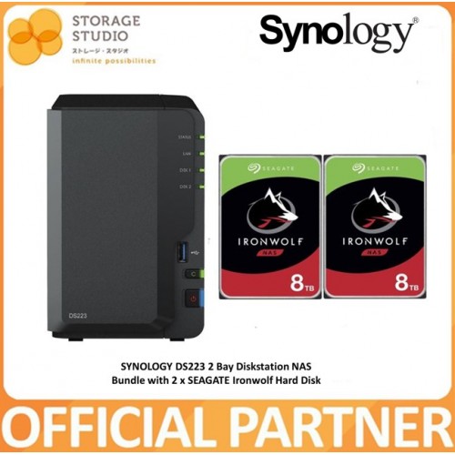 SYNOLOGY 2-Bay Diskstation DS223 Bundle with SEAGATE IRONWOLF 2 x 8TB